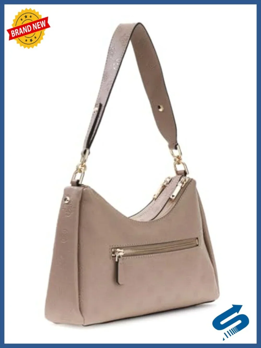 Double Zip Shoulder Bag - Satchel with Gold Hardware